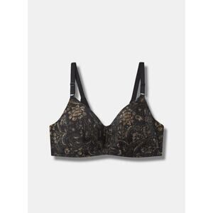 Torrid NWT 50D 360° Dot Bead Floral Rich Black Dream Wire-Free Bra